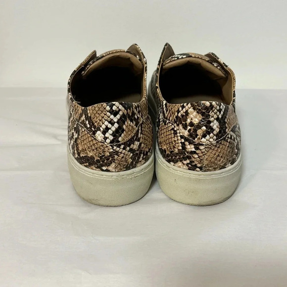 J/Slides Python Snake Print Tan Brown Faux Leather Low Top Slip On Sneakers Size - Picture 4 of 9
